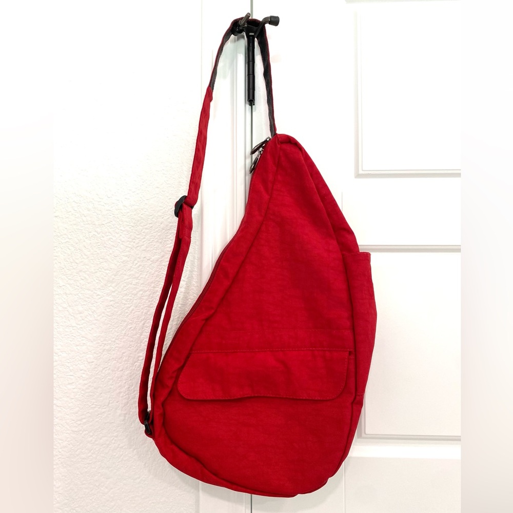 Ameribag Healthy Back Bag Red Sling Backpack Crossbody Adjustable Strap Pockets